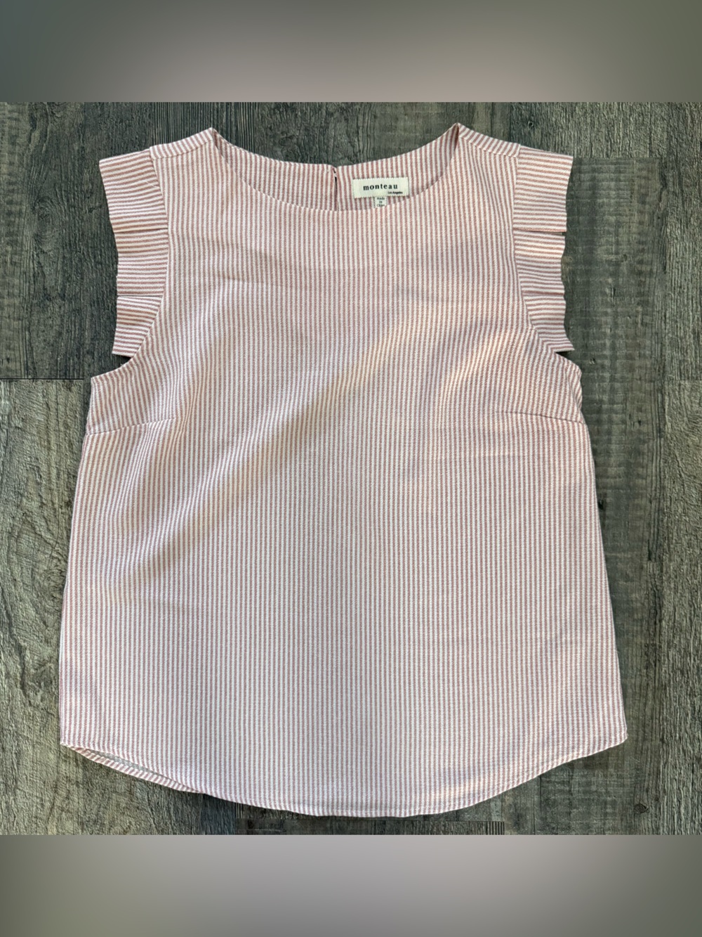 Monteau Light Pink Striped Short Sleeve Tee